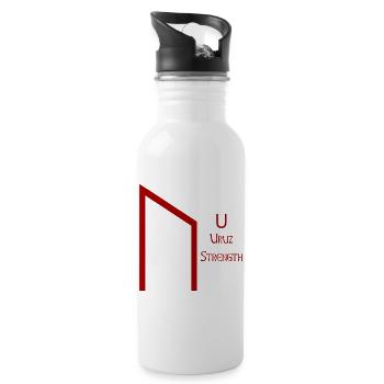 Uruz Rune Complete Red – Viking Futhark Norse - Gourde avec paille intégrée - blanc - Droite