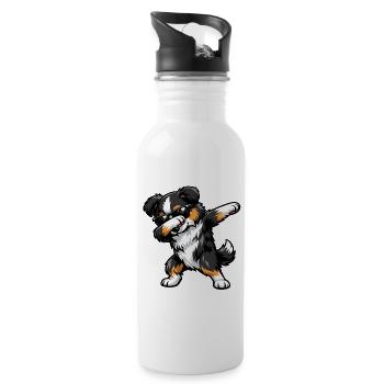 Dabbing Miniature American Shepherd - Water bottle with straw - white - Right