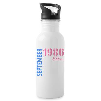 September 1986 Birthday - Water bottle with straw - white - Right