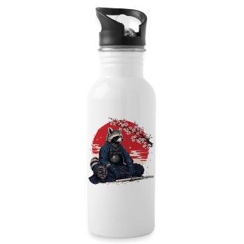 Raccoon Kendo Karate Judo Akido Martial Arts - Water bottle with straw - white - Right