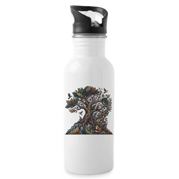 Forest tree of the night creatures - Water bottle with straw - white - Right