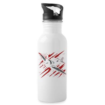 Propellerflugzeug Skizze - Trinkflasche mit integriertem Trinkhalm - Weiß - Rechts