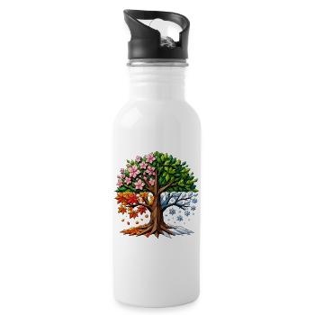 Polygone de l’arbre des quatre saisons - Gourde avec paille intégrée - blanc - Droite