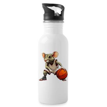 Ratte Basketball - Trinkflasche mit integriertem Trinkhalm - Weiß - Rechts