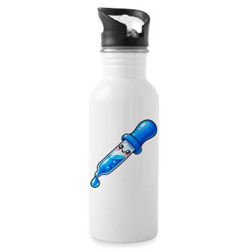 Kawaii Blauer Tropfendropper - Trinkflasche mit integriertem Trinkhalm - Weiß - Rechts