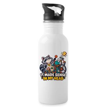 Das ergab in meinem Kopf Sinn - Trinkflasche mit integriertem Trinkhalm - Weiß - Rechts