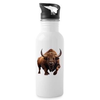 Auerochse - Trinkflasche mit integriertem Trinkhalm - Weiß - Rechts