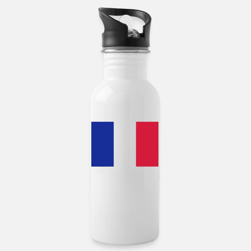 Frankreich - Trinkflasche mit integriertem Trinkhalm - Weiß