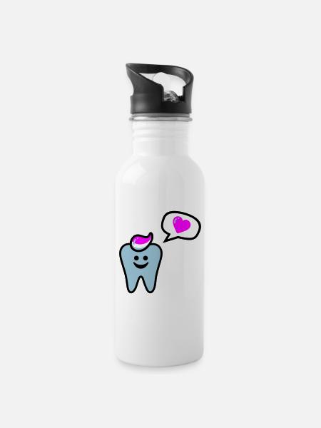 zahn punk zahnarzt dentist - Gourde avec paille intégrée - blanc