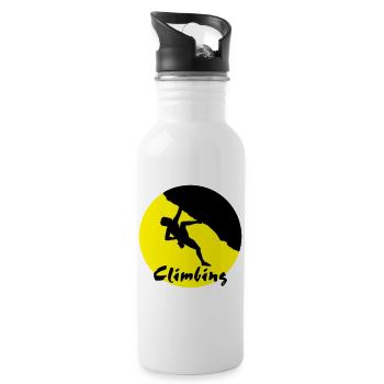 Kletterer, Klettern - Trinkflasche mit integriertem Trinkhalm - Weiß - Rechts