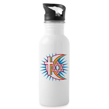 Drei Religionen - Trinkflasche mit integriertem Trinkhalm - Weiß - Rechts