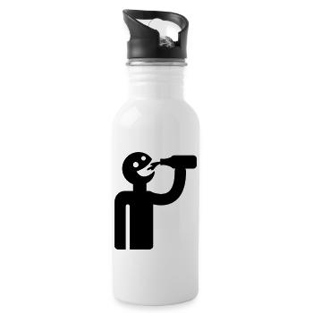 Säufer - Trinker - Trinkflasche mit integriertem Trinkhalm - Weiß - Rechts