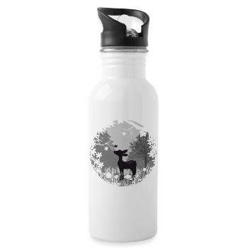 Fawn with butterfly - Water bottle with straw - white - Right