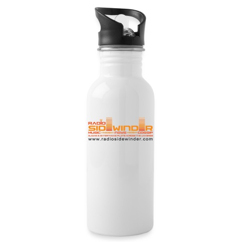 Radio Sidewinder logo and url dark - Water bottle with straw
