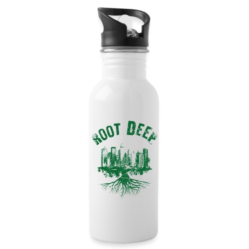Root deep Urban grün - Trinkflasche mit integriertem Trinkhalm