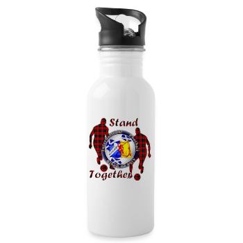 Scotland nation football red tartan stand together - Water bottle with straw - white - Right