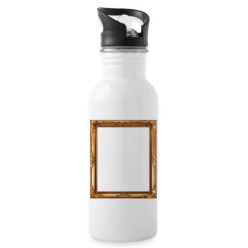 Goldener Bilderrahmen - Trinkflasche mit integriertem Trinkhalm - Weiß - Rechts