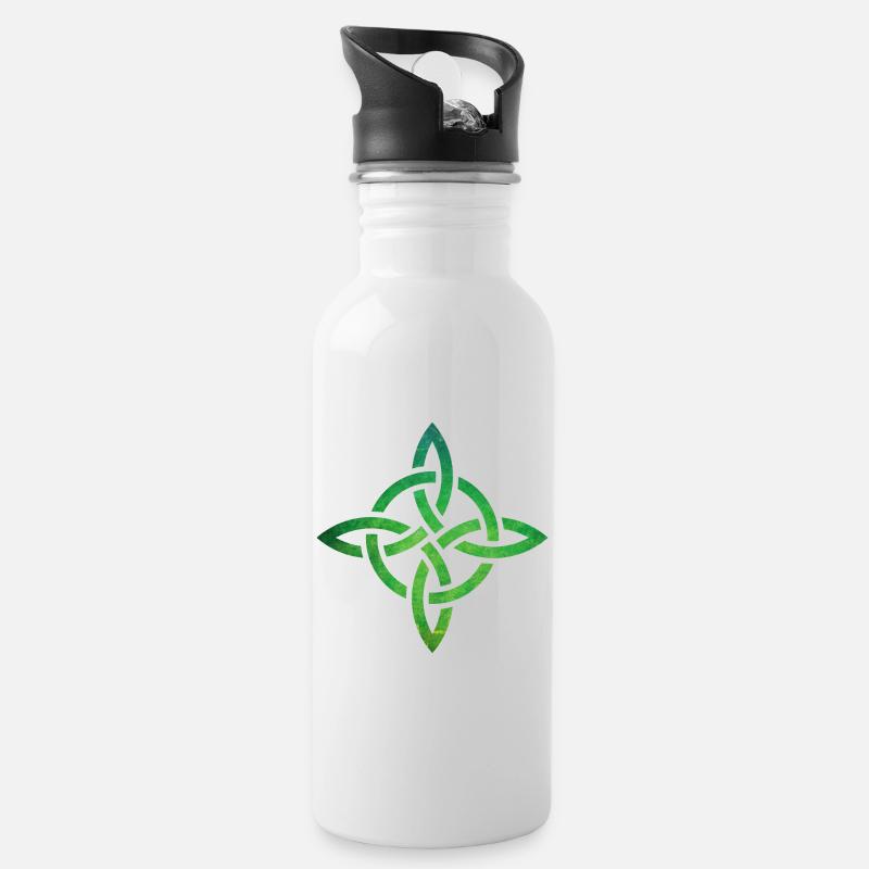 Celtic Knot - Water bottle with straw - white