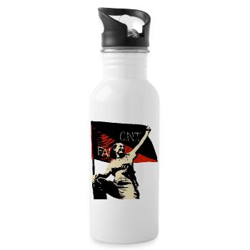 Anarchy Flag Woman - Trinkflasche mit integriertem Trinkhalm - Weiß - Rechts