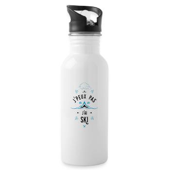 j'peux pas j'ai ski bleu - Gourde avec paille intégrée - blanc - Droite