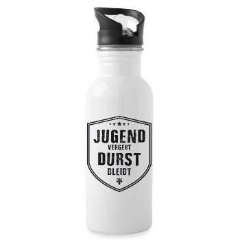 Jugend vergeht Durst bleibt - Trinkflasche mit integriertem Trinkhalm - Weiß - Rechts