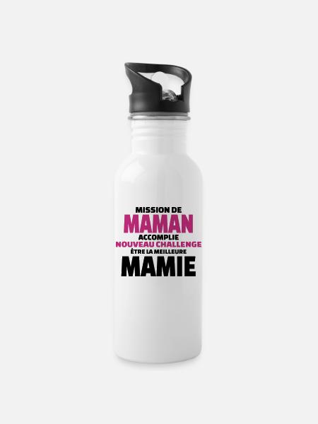 nouveau challenge être la meilleure mamie - Gourde avec paille intégrée - blanc