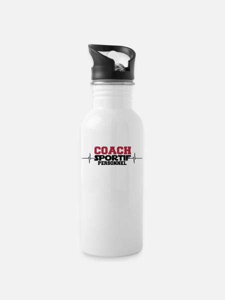 coach sportif personnel - Gourde avec paille intégrée - blanc