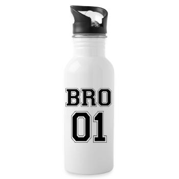 BRO 01 - Black Edition - Trinkflasche mit integriertem Trinkhalm - Weiß - Rechts