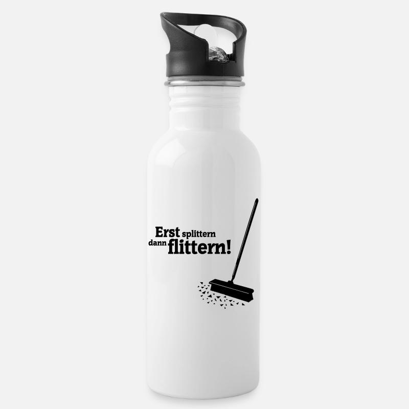 Polterabend - Trinkflasche mit integriertem Trinkhalm - Weiß