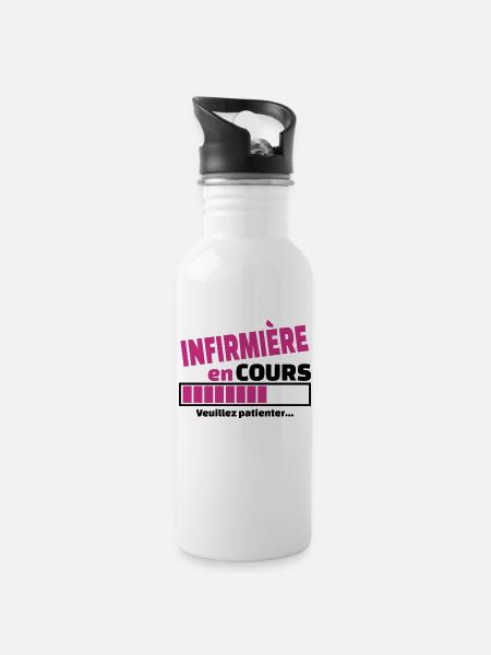 infirmière en cours - Gourde avec paille intégrée - blanc