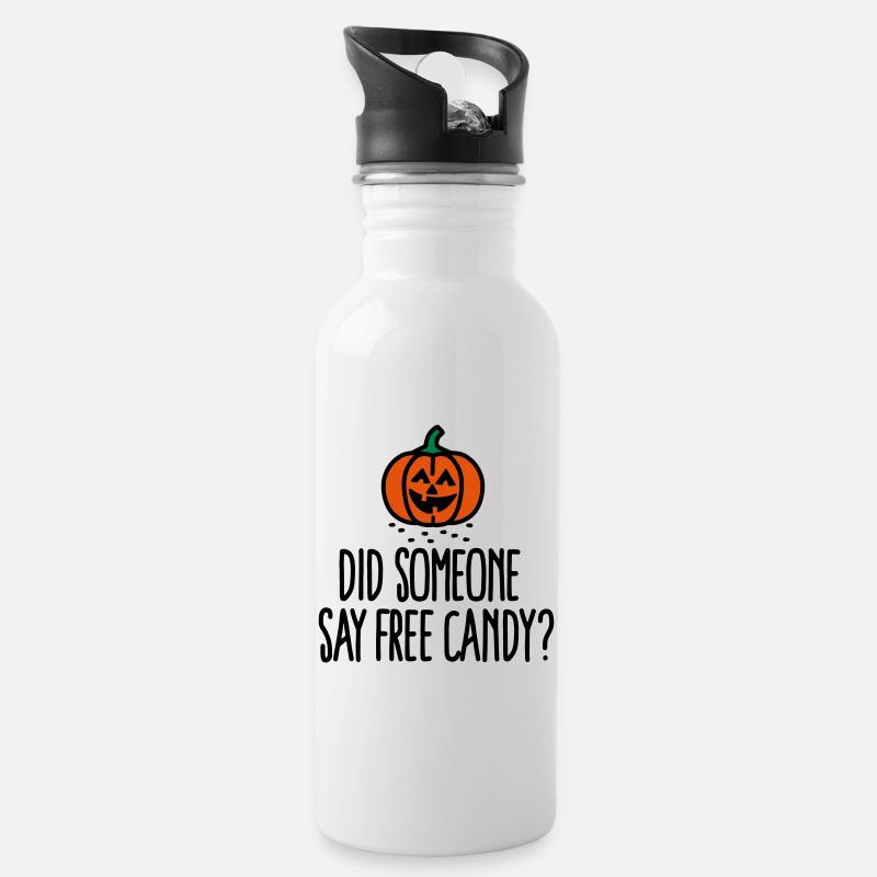 Est-ce que quelqu'un a dit des bonbons gratuits? Halloween - Gourde avec paille intégrée - blanc