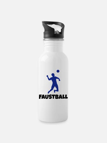 Faustball - Trinkflasche mit integriertem Trinkhalm - Weiß