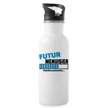 futur menuisier - Gourde avec paille intégrée - blanc - Droite