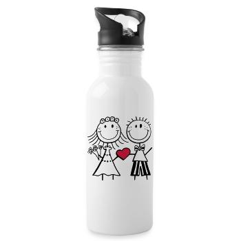 Loving newlyweds - wedding - heart - gift - Water bottle with straw - white - Right