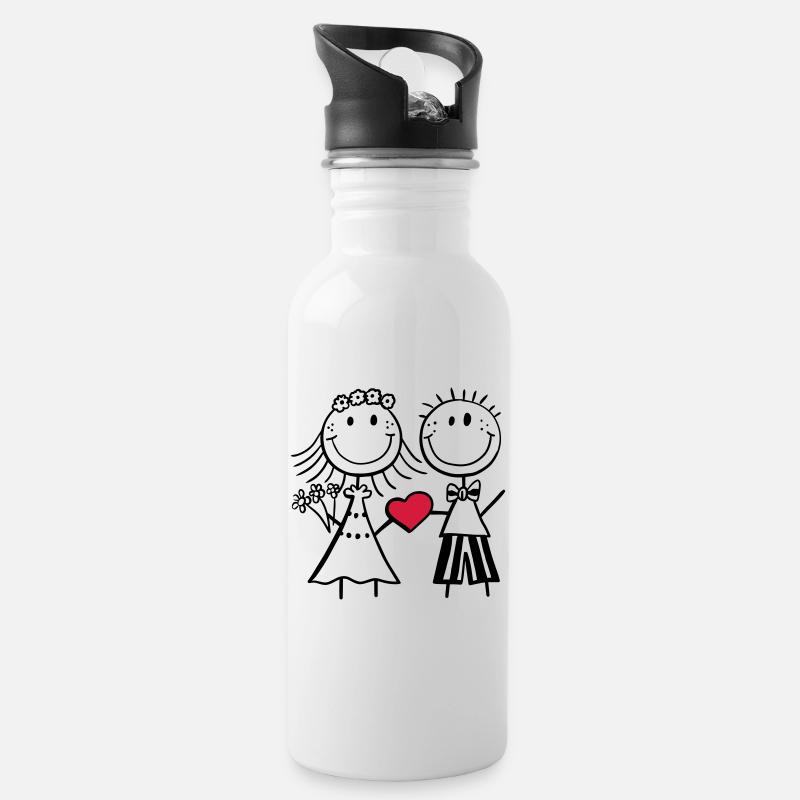 mariée et le marié Épris - mariage - coeur - cadeau - Gourde avec paille intégrée - blanc