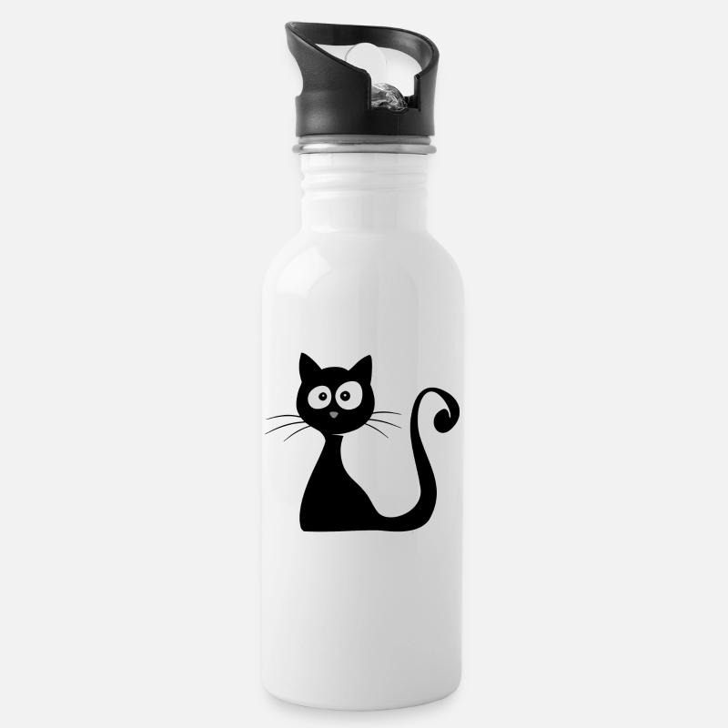 katze comic lustig Katzenliebhaber süßes Geschenk - Trinkflasche mit integriertem Trinkhalm - Weiß