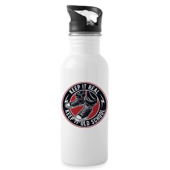 Keep It Real Old School Sneakers Logo - Trinkflasche mit integriertem Trinkhalm - Weiß - Rechts