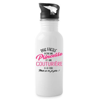 Princesse et couturière - Gourde avec paille intégrée - blanc - Droite