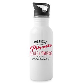 Princesse et boule lyonnaise - Gourde avec paille intégrée - blanc - Droite