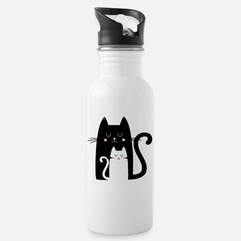 Kitties - Water bottle with straw - white