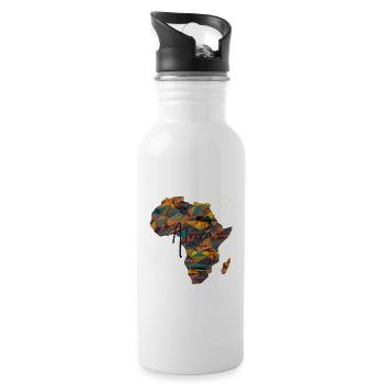Afrika Kontinent - Trinkflasche mit integriertem Trinkhalm - Weiß - Rechts