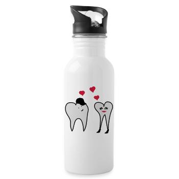 Teeth in love - Water bottle with straw - white - Right