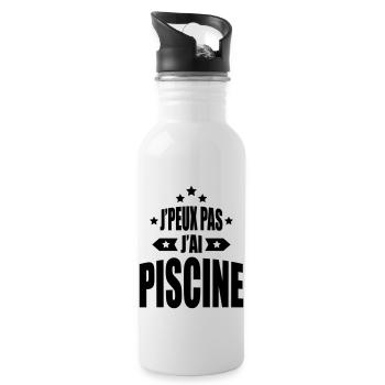 j'peux pas j'ai piscine - Gourde avec paille intégrée - blanc - Droite