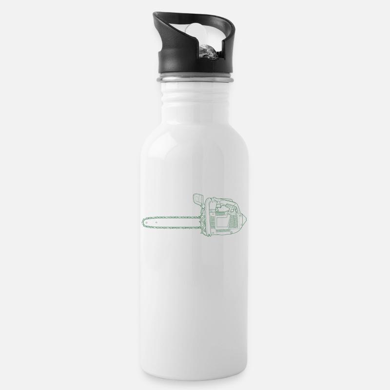 Saw, chainsaw, chainsaw - Water bottle with straw - white