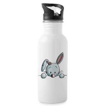 Süßes kleines Kaninchen - Hase - Bunny - Comic - Trinkflasche mit integriertem Trinkhalm - Weiß - Rechts