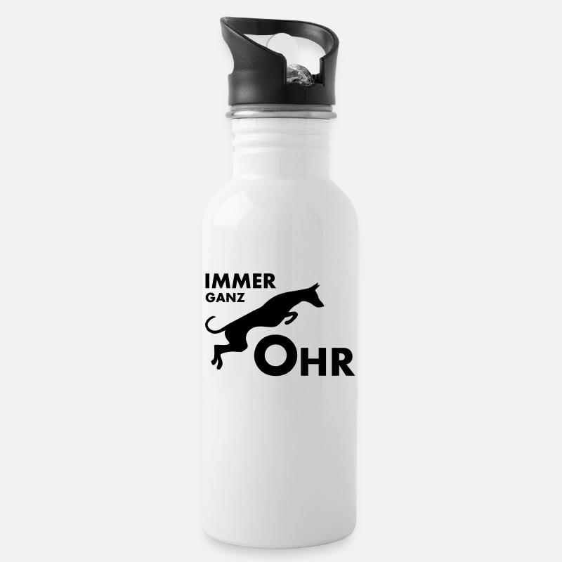 Podenco - Trinkflasche mit integriertem Trinkhalm - Weiß
