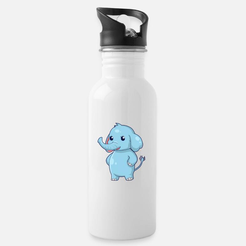 Standing elephant - Water bottle with straw - white