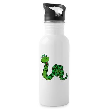 serpent nouée Tiermotiv - serpent drôle - Gourde avec paille intégrée - blanc - Droite