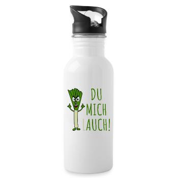 Leek with saying you leek me in green - Water bottle with straw - white - Right