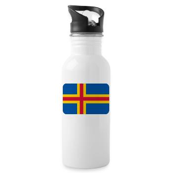 ALAND FLAG round corner 400 dpi - Trinkflasche mit integriertem Trinkhalm - Weiß - Rechts